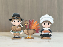 Load image into Gallery viewer, Pilgrim Turkey, Standing File SVG, Tiered Tray Holiday Decor, Thanksgiving, Gobble, Pumpkin Pie, Fall, Glowforge, LuckyHeartDesignsCo
