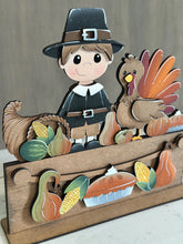 Load image into Gallery viewer, Thanksgiving Holiday Door Sign Interchangeable File, SVG Pilgrim Turkey Pumpkin, Fall, Leaves, Farm, Seasonal, Home, Welcome, glowforge
