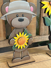 Load image into Gallery viewer, Teddy Bear Sunflower Standing File SVG, Leaves, Summer, Bloom, Autumn, Farm, Sweater Weather, Tiered Tray Glowforge, LuckyHeartDesignsCo
