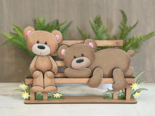 Load image into Gallery viewer, Teddy Bear Shelf Hanging Sitter File SVG, Hanger, Ledge, Love, Heart, Farm, Woodland, Tiered Tray Glowforge LuckyHeartDesignsCo
