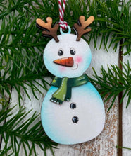 Load image into Gallery viewer, Snowman Christmas Ornament File SVG, Glowforge, Santa, Reindeer, Candy Cane, Snowmen, Elf, Rudolph, Wreath, LuckyHeartDesignsCo
