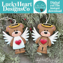 Load image into Gallery viewer, Angel Bear Christmas Ornament File SVG, Religious, Glowforge, Baby, LuckyHeartDesignsCo
