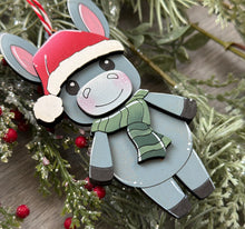 Load image into Gallery viewer, Donkey Santa Standing Christmas Ornament File SVG, Glowforge, Horse, Cow, Farm, LuckyHeartDesignsCo
