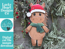 Load image into Gallery viewer, Horse Santa Standing Christmas Ornament File SVG, Glowforge, Cow, Farm, LuckyHeartDesignsCo
