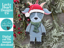Load image into Gallery viewer, Goat Santa Standing Christmas Ornament File SVG, Glowforge, Horse, Cow, Farm, LuckyHeartDesignsCo
