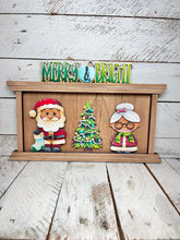 Load image into Gallery viewer, Christmas Wall Collage Shelf Holder Interchangeable Sign File Glowforge, Santa, Mrs Claus, Tree Chair Presents Standing, LuckyHeartDesignsCo

