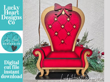 Load image into Gallery viewer, Christmas Santa Chair Interchangeable Shelf Sitter Hanging File SVG, Ledge, Hanger, Tiered Tray Glowforge LuckyHeartDesignsCo
