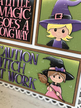 Load image into Gallery viewer, Good Witch Interchangeable Leaning Sign File SVG, Glowforge Tiered Tray, Halloween, Magic, Potions, Boo, Trick or Treat, LuckyHeartDesignsCo

