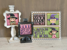 Load image into Gallery viewer, Good Witch Interchangeable Leaning Sign File SVG, Glowforge Tiered Tray, Halloween, Magic, Potions, Boo, Trick or Treat, LuckyHeartDesignsCo

