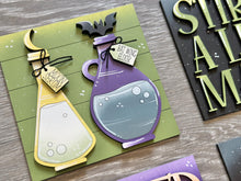 Load image into Gallery viewer, Witch Potions Magic Interchangeable Leaning Sign File SVG, Glowforge Tiered Tray, Halloween, Boo, Trick or Treat, LuckyHeartDesignsCo
