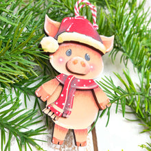 Load image into Gallery viewer, Pig Santa Standing Christmas Ornament File SVG, Glowforge, Cow, Farm, LuckyHeartDesignsCo
