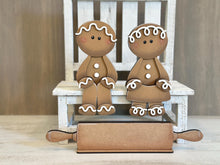 Load image into Gallery viewer, Gingerbread Couple Shelf Hanging File SVG, Ledge, Christmas, Hanger, Men, Man, Cookie, Tiered Tray Glowforge LuckyHeartDesignsCo
