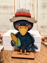 Load image into Gallery viewer, Crow Fall Pumpkin Standing File SVG, Bird, Leaves, Autumn, Farm, Sweater Weather, Tiered Tray Glowforge, LuckyHeartDesignsCo
