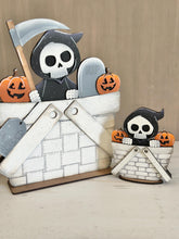 Load image into Gallery viewer, Grim Reaper For The Flower Basket Interchangeable File SVG, TINY, Halloween, Skull Jack-O-Lantern Skeleton, Glowforge, LuckyHeartDesignsCo
