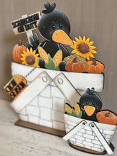 Load image into Gallery viewer, Crow Fall For The Flower Basket Interchangeable File SVG, Scarecrow, Sunflower TINY Pumpkin Farm Tiered Tray, Glowforge, LuckyHeartDesignsCo
