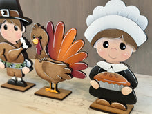 Load image into Gallery viewer, Pilgrim Turkey, Standing File SVG, Tiered Tray Holiday Decor, Thanksgiving, Gobble, Pumpkin Pie, Fall, Glowforge, LuckyHeartDesignsCo
