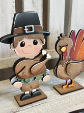 Load image into Gallery viewer, Pilgrim Turkey, Standing File SVG, Tiered Tray Holiday Decor, Thanksgiving, Gobble, Pumpkin Pie, Fall, Glowforge, LuckyHeartDesignsCo
