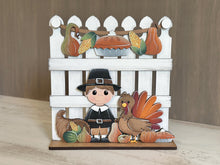 Load image into Gallery viewer, Thanksgiving Holiday Door Sign Interchangeable File, SVG Pilgrim Turkey Pumpkin, Fall, Leaves, Farm, Seasonal, Home, Welcome, glowforge
