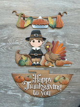 Load image into Gallery viewer, Thanksgiving Holiday Door Sign Interchangeable File, SVG Pilgrim Turkey Pumpkin, Fall, Leaves, Farm, Seasonal, Home, Welcome, glowforge
