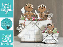 Load image into Gallery viewer, Gingerbread Baking Spirits Flower Basket Interchangeable File SVG, TINY, Christmas, Cookie, Man Men, Holiday, Glowforge, LuckyHeartDesignsCo
