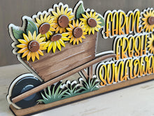 Load image into Gallery viewer, Sunflower Fall Shelf Sitter Standing Fall Sign File SVG, Fall Glowforge, Leaves, Pumpkin, Shelf Sitter, Summer, Flower LuckyHeartDesignsCo
