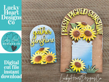 Load image into Gallery viewer, Sunflower Tall Arch Sign Interchangeable File SVG, TINY, INSERT only Fall, Summer, Flower Glowforge, Holiday Tiered Tray LuckyHeartDesignsCo
