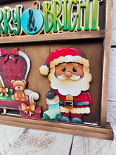 Load image into Gallery viewer, Christmas Wall Collage Shelf Holder Interchangeable Sign File Glowforge, Santa, Mrs Claus, Tree Chair Presents Standing, LuckyHeartDesignsCo

