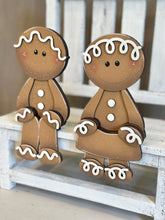 Load image into Gallery viewer, Gingerbread Couple Shelf Hanging File SVG, Ledge, Christmas, Hanger, Men, Man, Cookie, Tiered Tray Glowforge LuckyHeartDesignsCo
