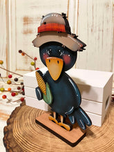 Load image into Gallery viewer, Crow Fall Pumpkin Standing File SVG, Bird, Leaves, Autumn, Farm, Sweater Weather, Tiered Tray Glowforge, LuckyHeartDesignsCo
