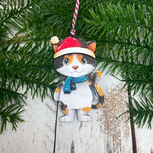 Load image into Gallery viewer, Cat Christmas Ornament File SVG, Glowforge, Scarf, Hat, Cute, Pet, Kitten, Santa, Wreath, LuckyHeartDesignsCo
