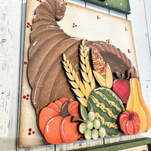 Load image into Gallery viewer, Pilgrim Thanksgiving Interchangeable Leaning Sign File SVG, Turkey, Thankful, Cornucopia, Glowforge, Pumpkin Fall, LuckyHeartDesignsCo
