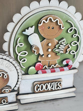 Load image into Gallery viewer, Gingerbread Baking Snow Globe Interchangeable File SVG, TINY, Glowforge, Christmas, Cookies Holiday, Shapes, Tiered Tray LuckyHeartDesignsCo
