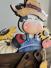 Load image into Gallery viewer, Dairy Cow Fall Sunflower Flower Basket Interchangeable File SVG, TINY Leaves Leaf Pumpkin Farm, Tiered Tray, Glowforge, LuckyHeartDesignsCo
