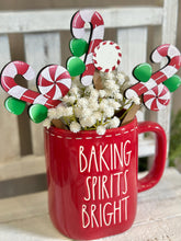 Load image into Gallery viewer, Christmas Sweets Mug Stick File SVG, Glowforge Tiered Tray, Candy Cane, Gingerbread Man, Cookie, Tree Plant Topper Gift, LuckyHeartDesignsCo
