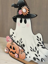 Load image into Gallery viewer, Ghost Pumpkin Sunflower Standing File SVG, Witch, Halloween, Jack-o-lantern, Boo, Trick Or Treat Tiered Tray Glowforge, LuckyHeartDesignsCo
