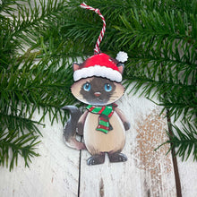 Load image into Gallery viewer, Cat Christmas Ornament File SVG, Glowforge, Scarf, Hat, Cute, Pet, Kitten, Santa, Wreath, LuckyHeartDesignsCo
