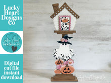 Load image into Gallery viewer, Ghost Flower Birdhouse Interchangeable File SVG, Glowforge, Halloween Pumpkin Trick or Treat, Seasonal, Holiday Shapes, LuckyHeartDesignsCo
