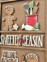 Load image into Gallery viewer, Gingerbread Baking Wall Collage Shelf Holder Interchangeable Sign File Glowforge, Santa, Cookie Christmas Standing, LuckyHeartDesignsCo
