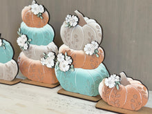 Load image into Gallery viewer, Stacking Scored Flower Pumpkins File SVG, Floral, Leafy, Leaves, Fall Glowforge, LuckyHeartDesignsCo
