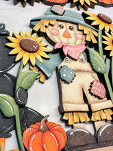 Load image into Gallery viewer, Crow Scarecrow Holiday Door Sign Interchangeable File, SVG Pumpkins Patch, Fall, Leaves, Farm, Seasonal, Home, Welcome, glowforge
