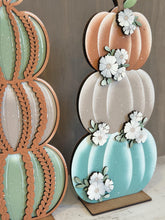 Load image into Gallery viewer, Fall Stacking Standing Pumpkins File SVG, Floral, Leafy, Sweater, Flower, Halloween, Plaid, Fall Glowforge, LuckyHeartDesignsCo
