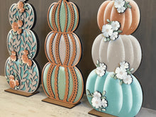 Load image into Gallery viewer, Fall Stacking Standing Pumpkins File SVG, Floral, Leafy, Sweater, Flower, Halloween, Plaid, Fall Glowforge, LuckyHeartDesignsCo
