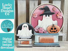 Load image into Gallery viewer, Ghost Flower Snow Globe Interchangeable File SVG, TINY Glowforge, Halloween, Pumpkin Fall, Trick Or Treat, Tiered Tray LuckyHeartDesignsCo
