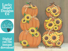 Load image into Gallery viewer, Fall Sunflower Stacking Pumpkin File SVG, Reversible, Fall Glowforge, Summer, LuckyHeartDesignsCo

