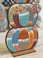 Load image into Gallery viewer, Patchwork Stacking Pumpkin File SVG, Reversible, Fall Glowforge, Farmhouse, Scarecrow, LuckyHeartDesignsCo
