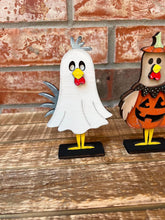 Load image into Gallery viewer, Chicken Halloween Standing File SVG, Farm, Witch, Ghost, Pumpkin, Bird, Egg, Chickens, Tiered Tray Glowforge, LuckyHeartDesignsCo
