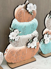 Load image into Gallery viewer, Stacking Scored Flower Pumpkins File SVG, Floral, Leafy, Leaves, Fall Glowforge, LuckyHeartDesignsCo
