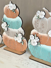 Load image into Gallery viewer, Stacking Scored Flower Pumpkins File SVG, Floral, Leafy, Leaves, Fall Glowforge, LuckyHeartDesignsCo
