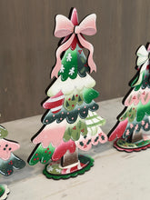 Load image into Gallery viewer, Patchwork Christmas Standing Tree File SVG, Bow, Fabric, Holly, mantle decor, Centerpiece, glowforge, LuckyHeartDesignsCo
