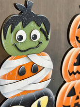Load image into Gallery viewer, Stacking Pumpkins Halloween Faces Reversible File SVG, Cat, Mummy, Frankenstein, Fall, Glowforge, LuckyHeartDesignsCO
